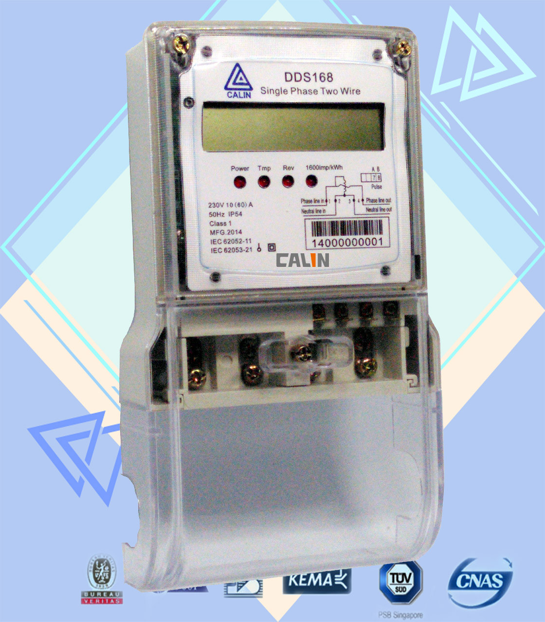 LCD de Elektrische Meter van de Vertonings Enige Fase, Meters van de Stamper de Bewijs Vooruitbetaalde Macht